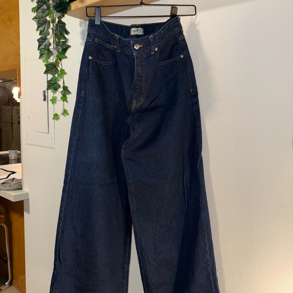 Madewell Dark Wash SuperWide Leg Jeans | High Rise | Classic Denim - Picture 1 of 4